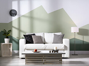 Neutral green mountain feature wall